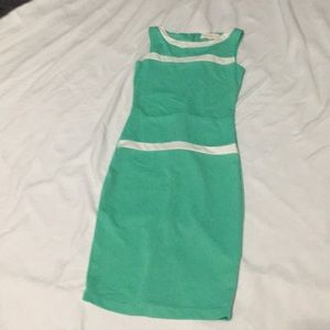 Green and white stretch dress